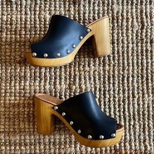 Italian Leather Studded Open Toes Platform Sandals